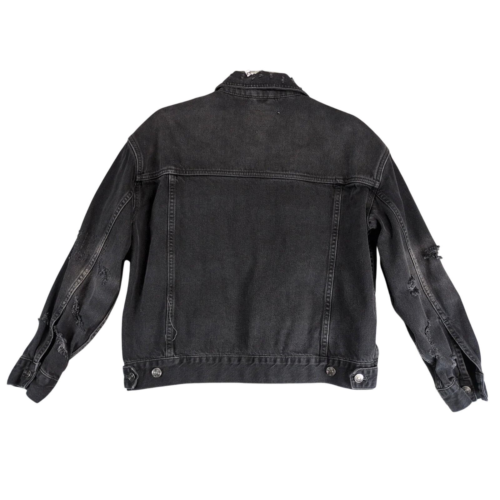 Free People We the Free People Jolene Trucker Black Denim Jean Jacket XS Size XS / US 0-2 / IT 36-38 - 3 Thumbnail