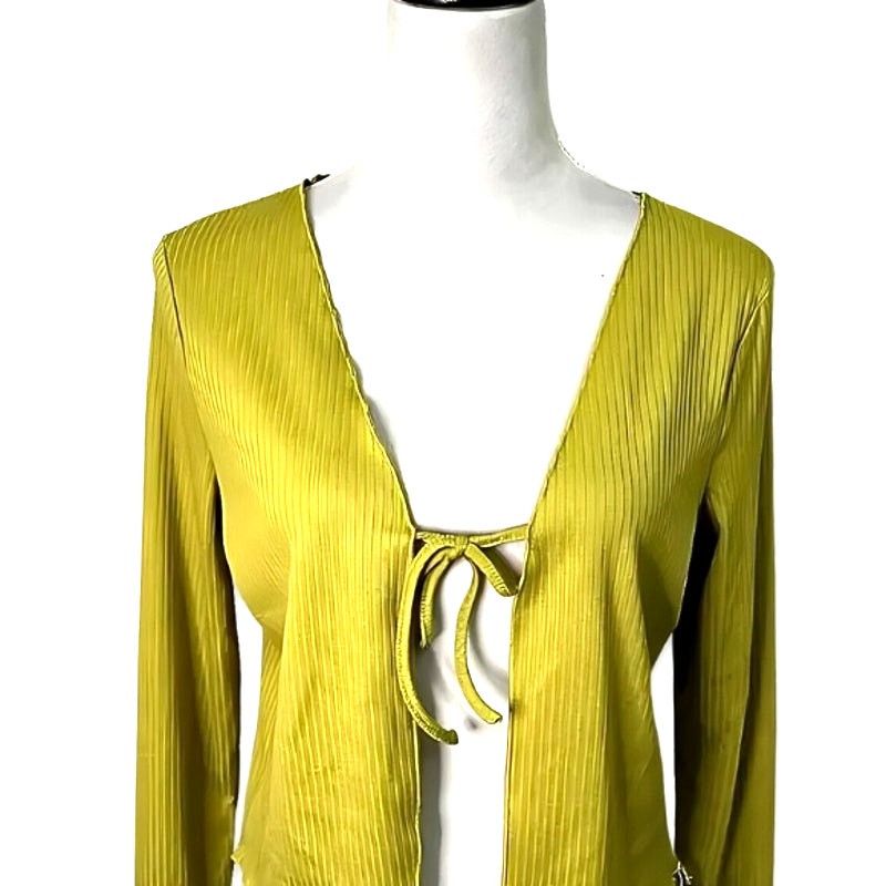 Other Elodie Cardigan Sweater Tie Ribbed Cropped Length Yellow L Size L / US 10 / IT 46 - 2 Thumbnail