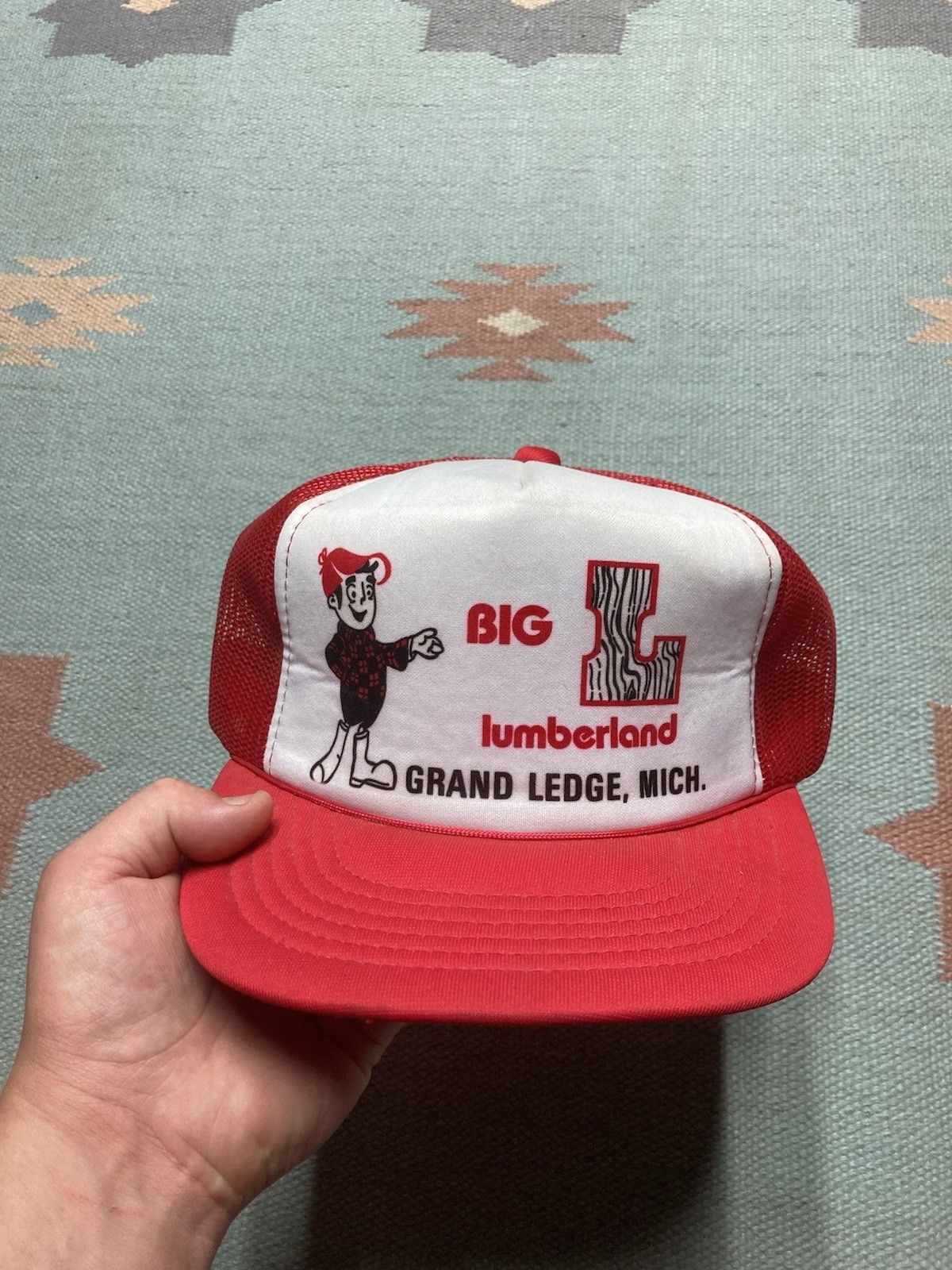 Vintage Vtg trucker hat Big L Lumber land grand ledge Michigan wood Size ONE SIZE - 2 Thumbnail
