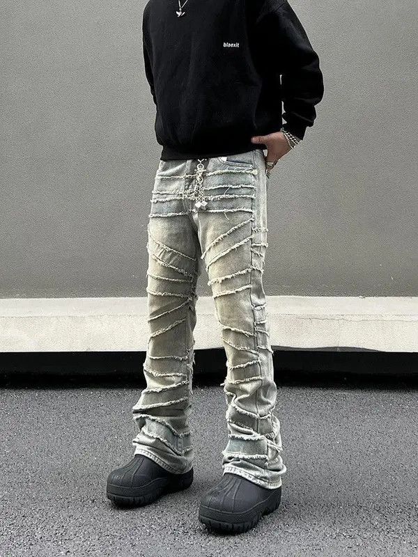 VIBE Embroidery Stacked Flare Denim Jeans Size US 34 / EU 50 - 5 Thumbnail