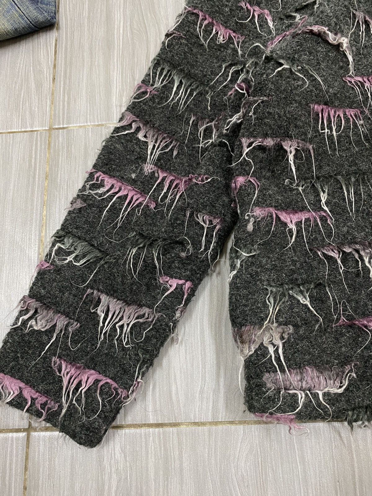 Beauty Beast Vintage Textured Fringe Wool Jacket – Artsy Japanese Style Size S / US 4 / IT 40 - 4 Thumbnail