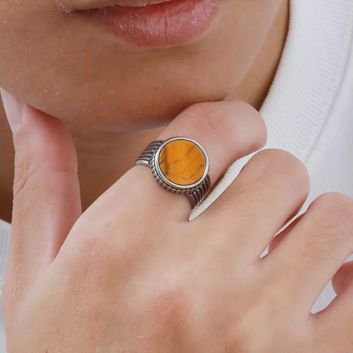 Jewelry Tiger Eye Stone Ring Size ONE SIZE - 1 Thumbnail