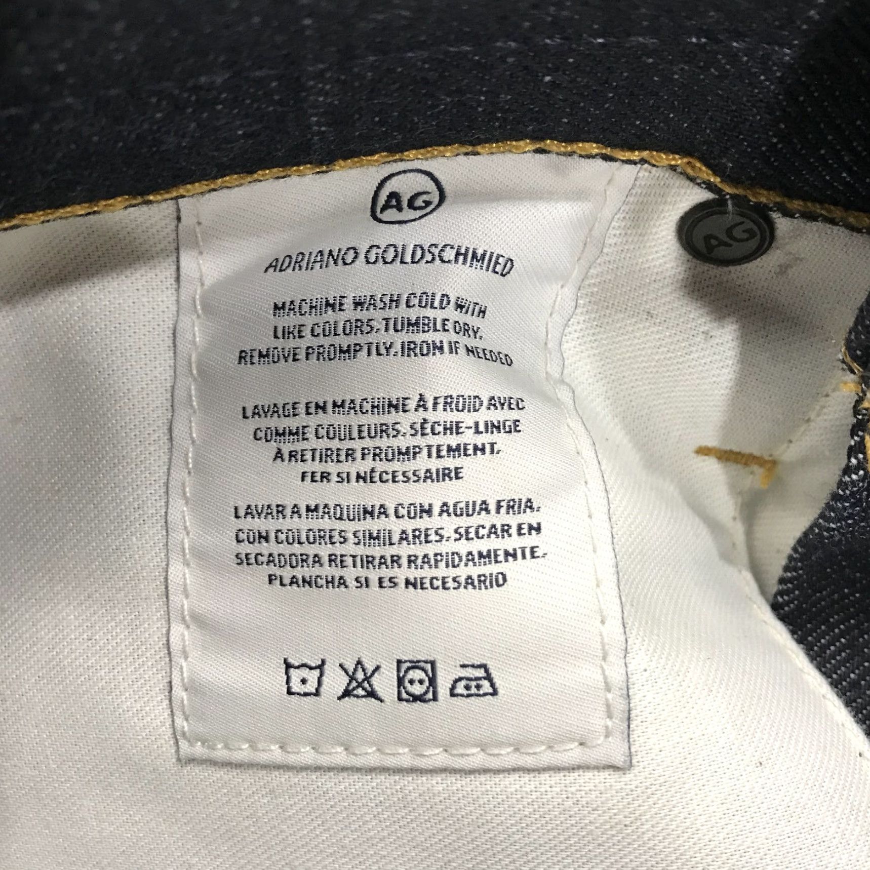 Vintage AG Adriano Goldschmied Jeans Mens 30x35 Dark Tellis Red Line Selvedge Modern Slim Denim 5-Pocket Design Straight Preppy Slimming Men Size US 30 / EU 46 - 7 Thumbnail