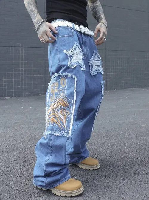 Jean Patch Skate Baggy Denim Jeans Wide leg Size US 32 / EU 48 - 1 Thumbnail