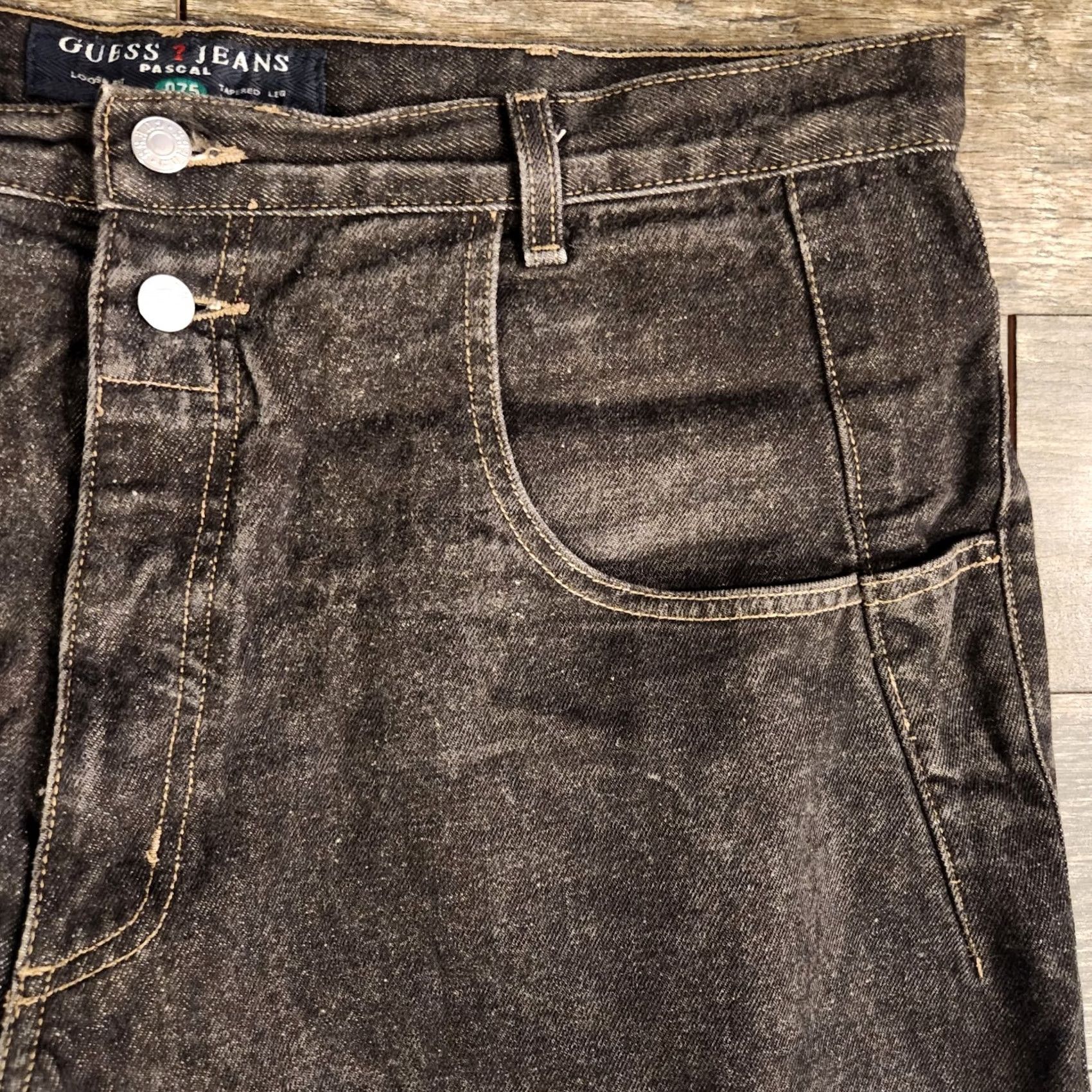 Guess VTG Guess Jeans Mens 40X32 Black Loose Fit Tapered Pascal 075 Made In USA 90s Size US 40 / EU 56 - 4 Thumbnail