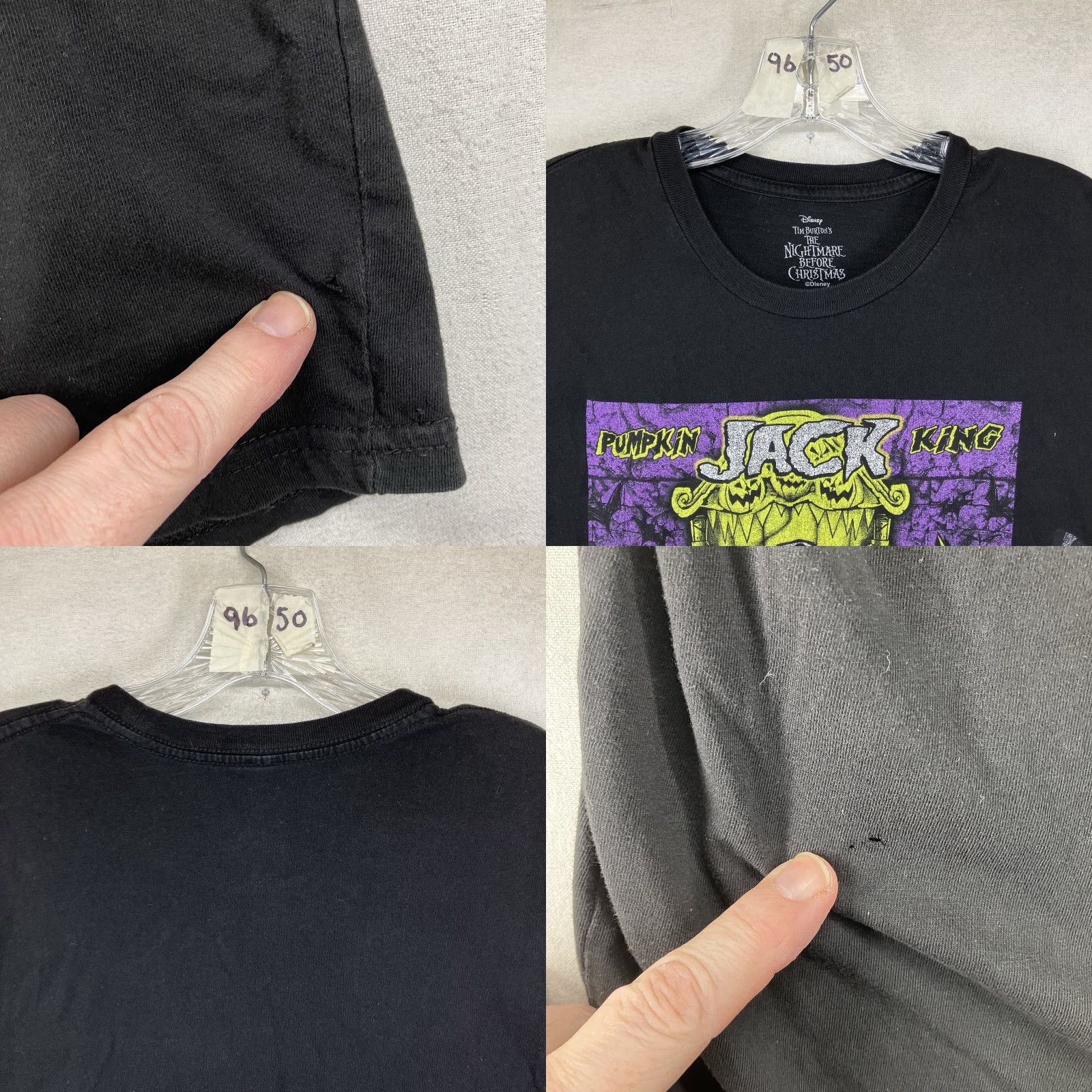 Vintage Disney Nightmare Before Christmas The Misfits Pumpkin Jack L T-Shirt Black Crew Neck Short Sleeve 100% Cotton Graphic Print Halloween Punk Retro Men Size US L / EU 52-54 / 3 - 9 Thumbnail