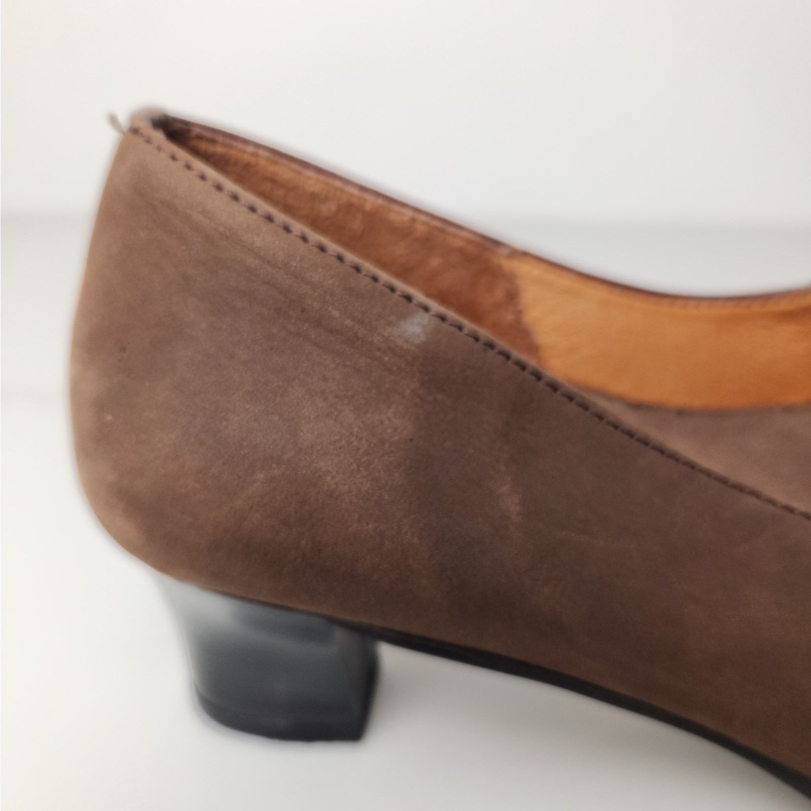 Other Vintage 80s Leather Suede Brown Heels Pumps 8-8 1/2 Sabotage Size US 8 / IT 38 - 6 Thumbnail