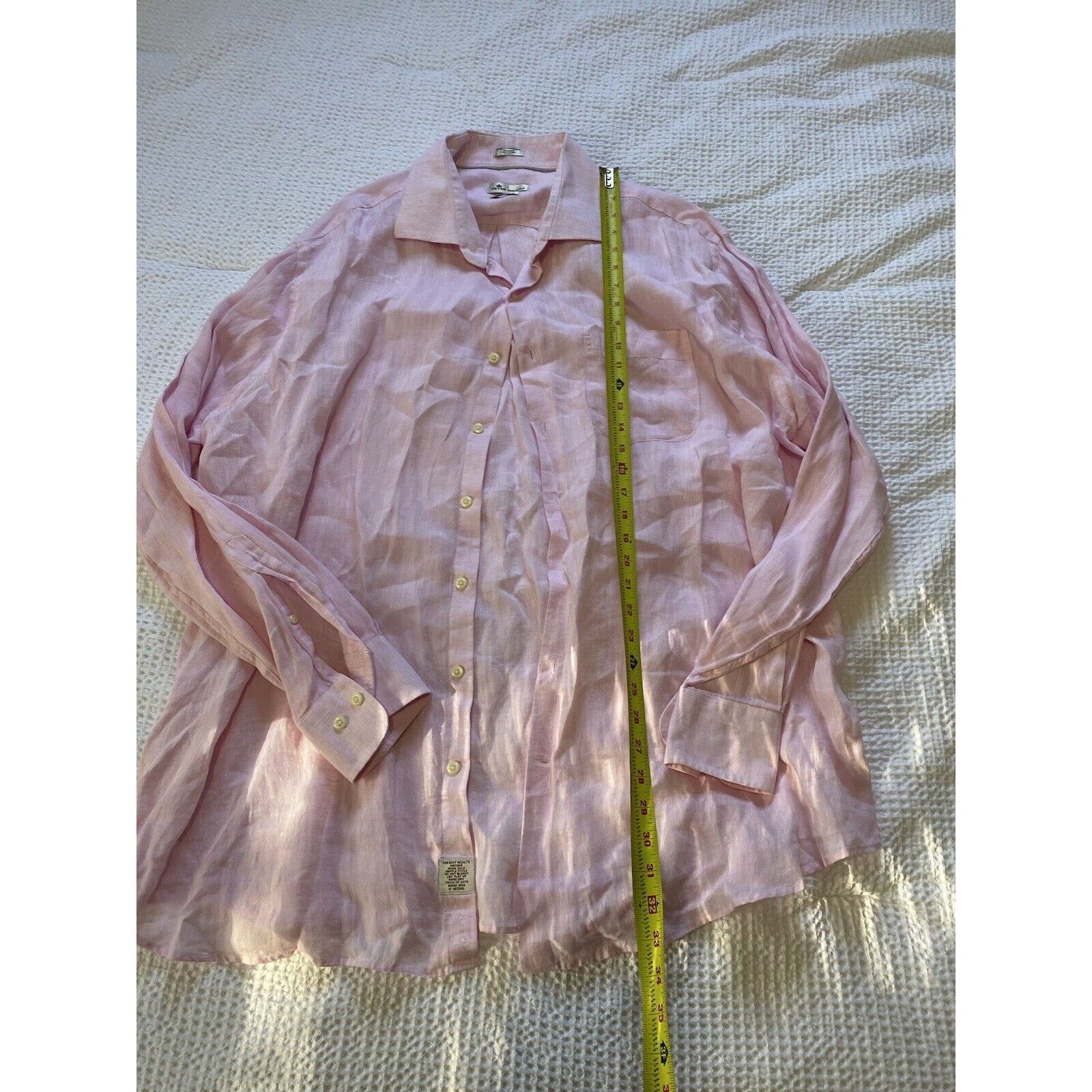 Peter Millar Peter Millar Shirt Mens Pink Linen Button Up Long Sleeve XXL Size US XXL / EU 58 / 5 - 2 Thumbnail