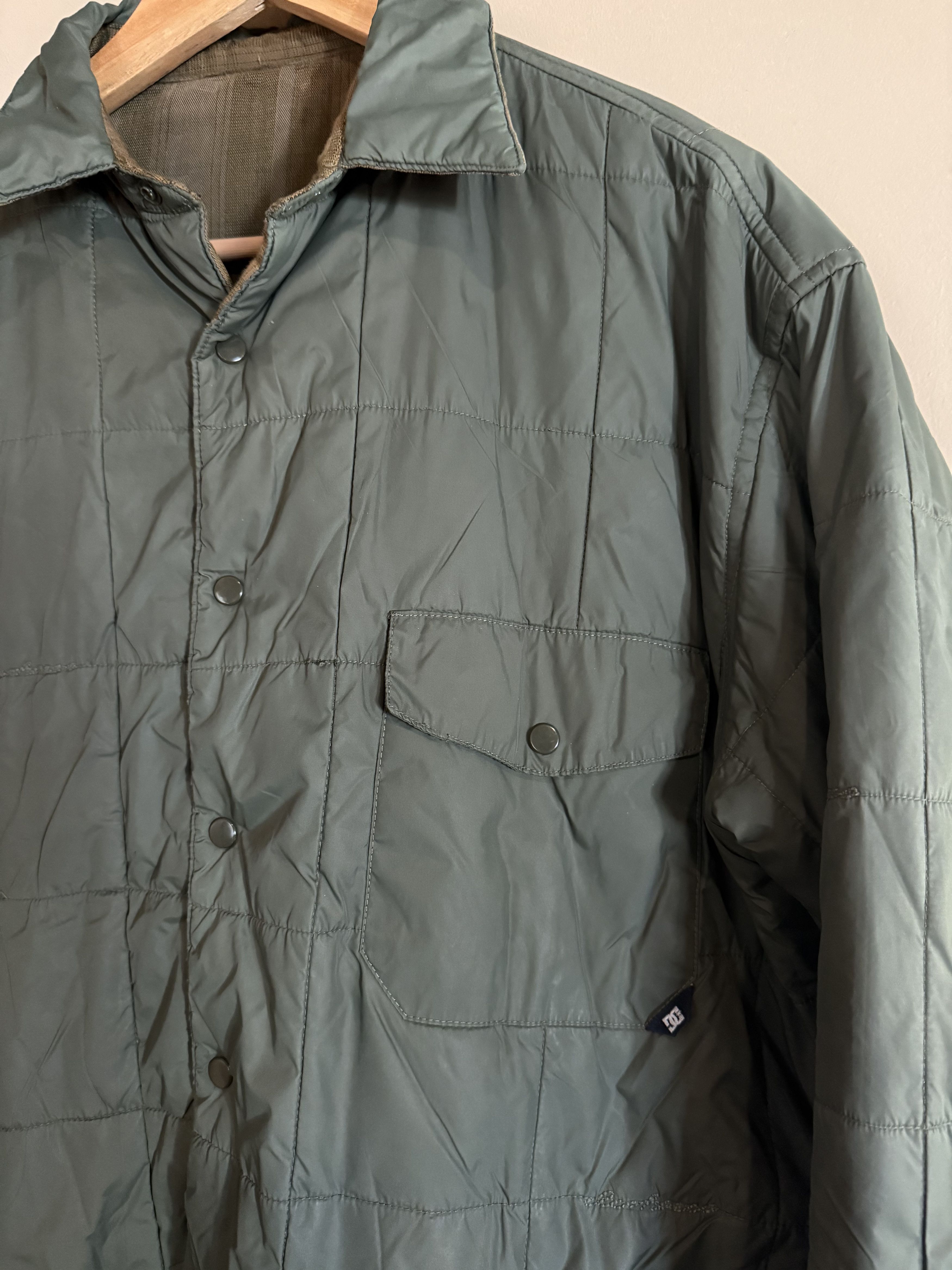 DC DC Quilted Reversible Green Snap Jacket, Men's Large Size US L / EU 52-54 / 3 - 2 Thumbnail