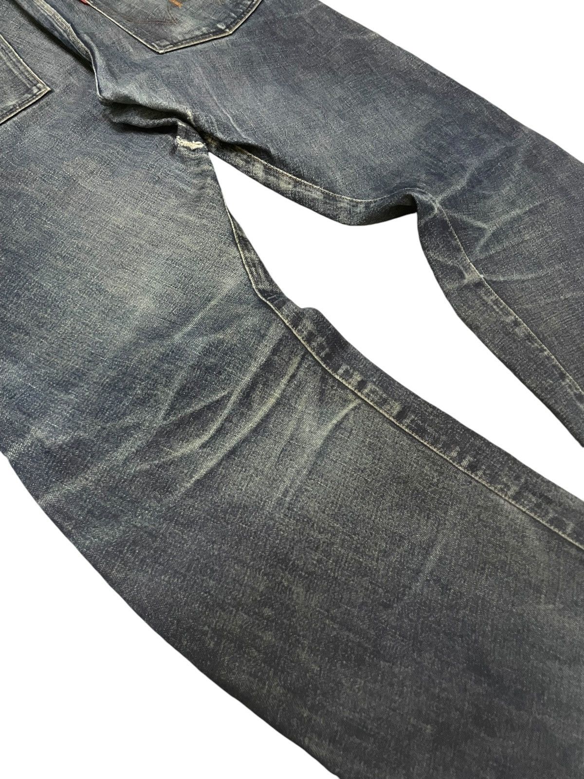 Edwin × Le Grande Bleu (L.G.B.) × Vintage 2000s Edwin Engineered E Function Curved Leg Aging Jeans Size US 36 / EU 52 - 12 Thumbnail