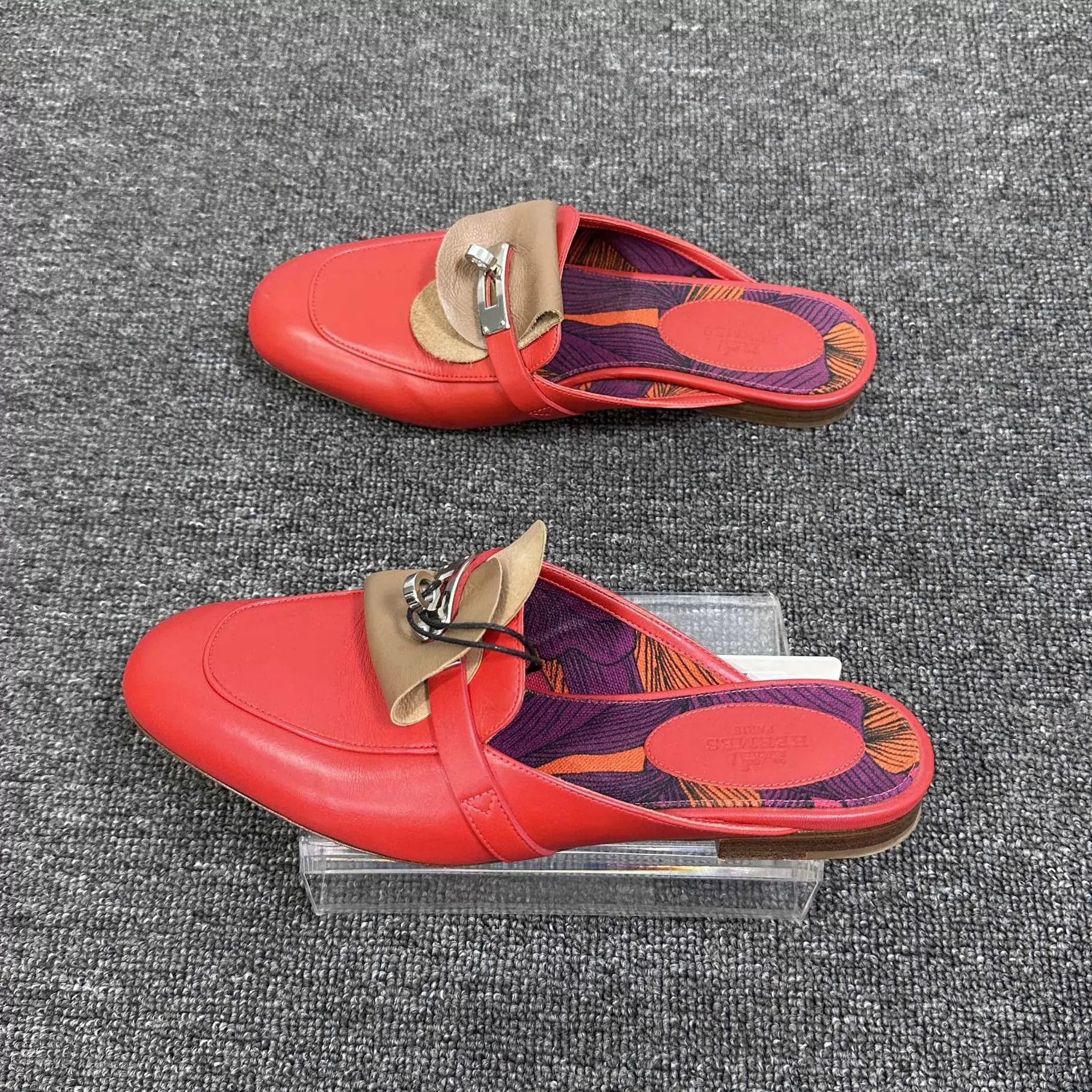 Hermes HERMES Red Kelly Mule Flat 36 Size US 5.5 / IT 35.5 - 3 Thumbnail