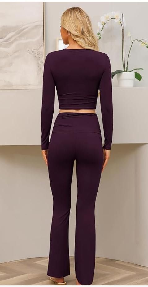 NBDN Nobrandedon Lounge Sets Fold-Over Flare Pants,Long Sleeve EXTRA SMALL Size ONE SIZE - 3 Thumbnail