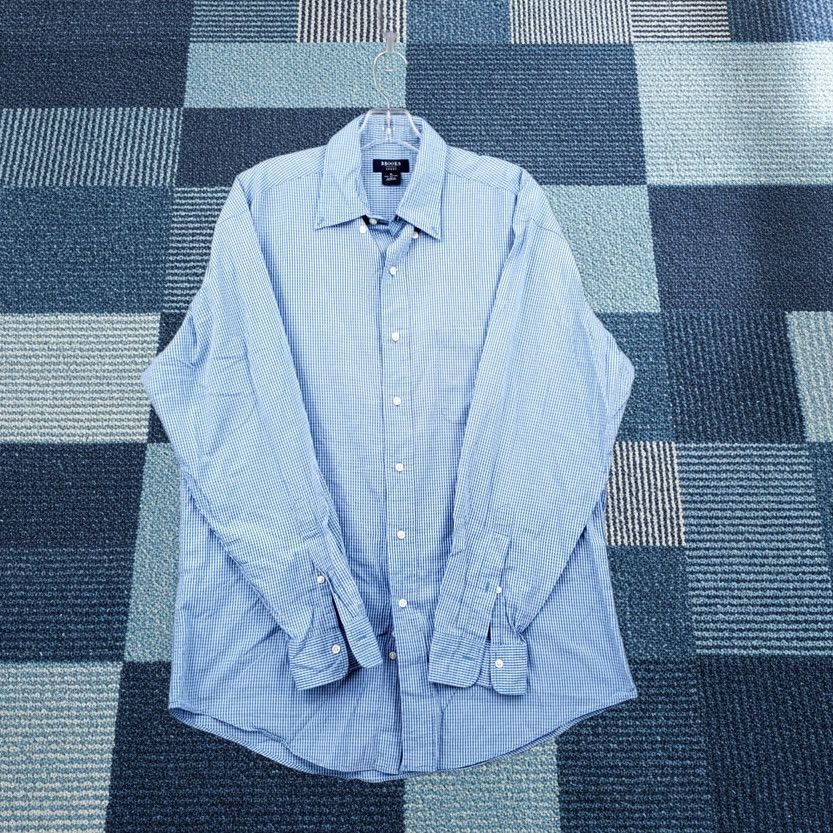 Brooks Brooks Shirt Men M Medium Button-Down Long Sleeve Blue Check Cotton Casual Sport Size US M / EU 48-50 / 2 - 1 Thumbnail