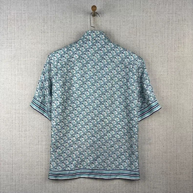 Dior Dior Size 39 Blue full-print old flower silk short-sleeved Size US XXS / EU 40 - 2 Thumbnail