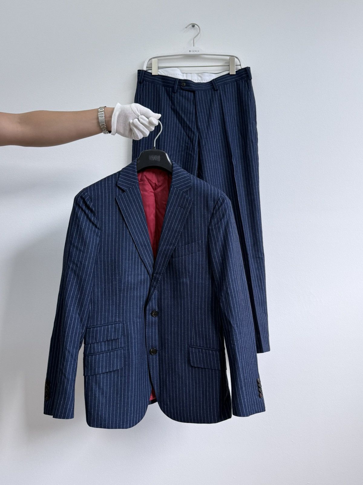 Suitsupply Suitsupply Navy Striped Wool Silk 2 Piece Suit Size 46 Size 36R - 1 Thumbnail