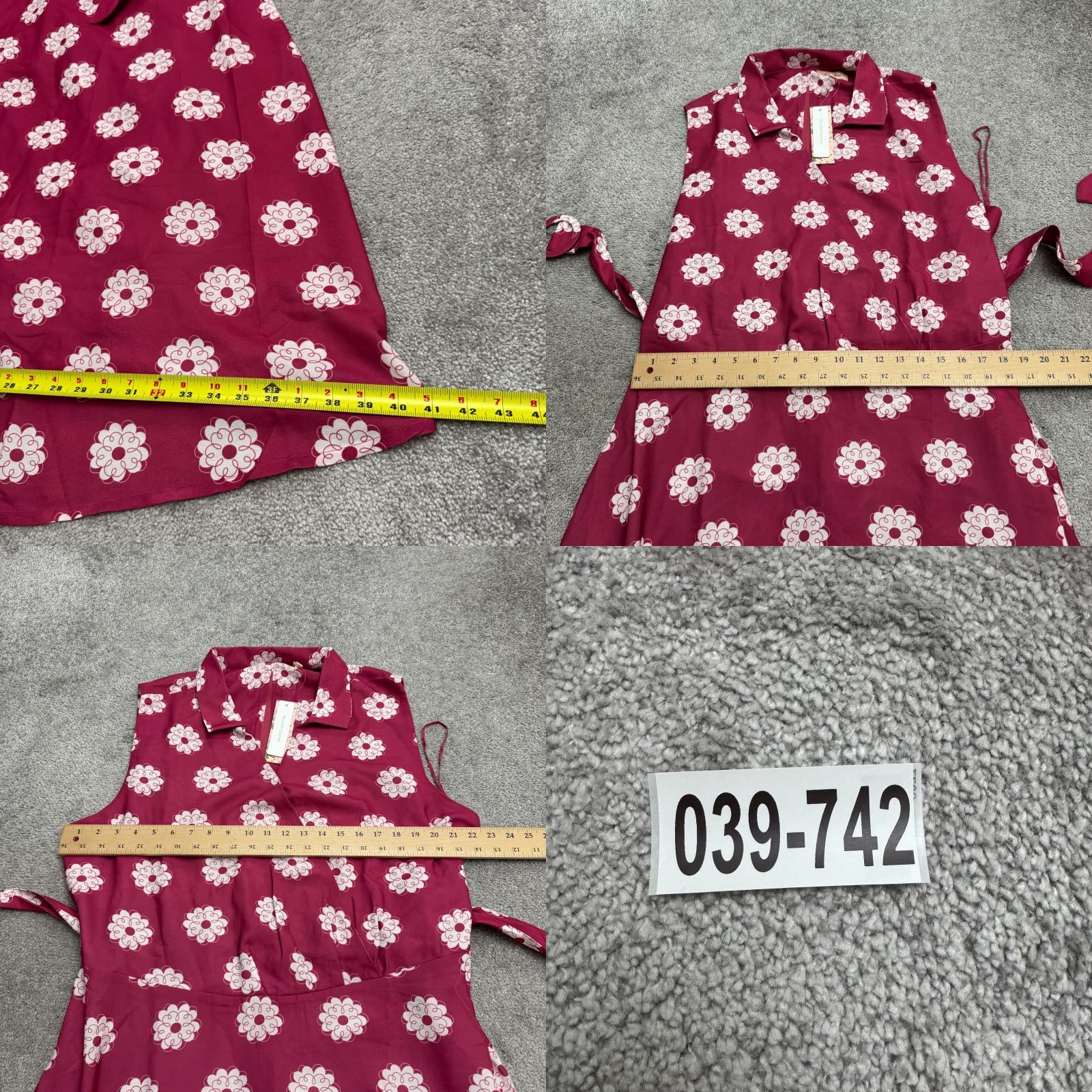 Vintage Timeless Dress Womens 5X Red Floral Collared Belted Wrap NWT Size XXL / US 16-18 / IT 52-54 - 9 Thumbnail