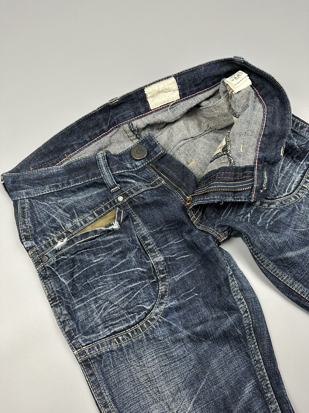 If Six Was Nine × Le Grande Bleu (L.G.B.) Vintage Special Antgauge Fourmimesure Distressed Denim Size US 31 - 8 Thumbnail