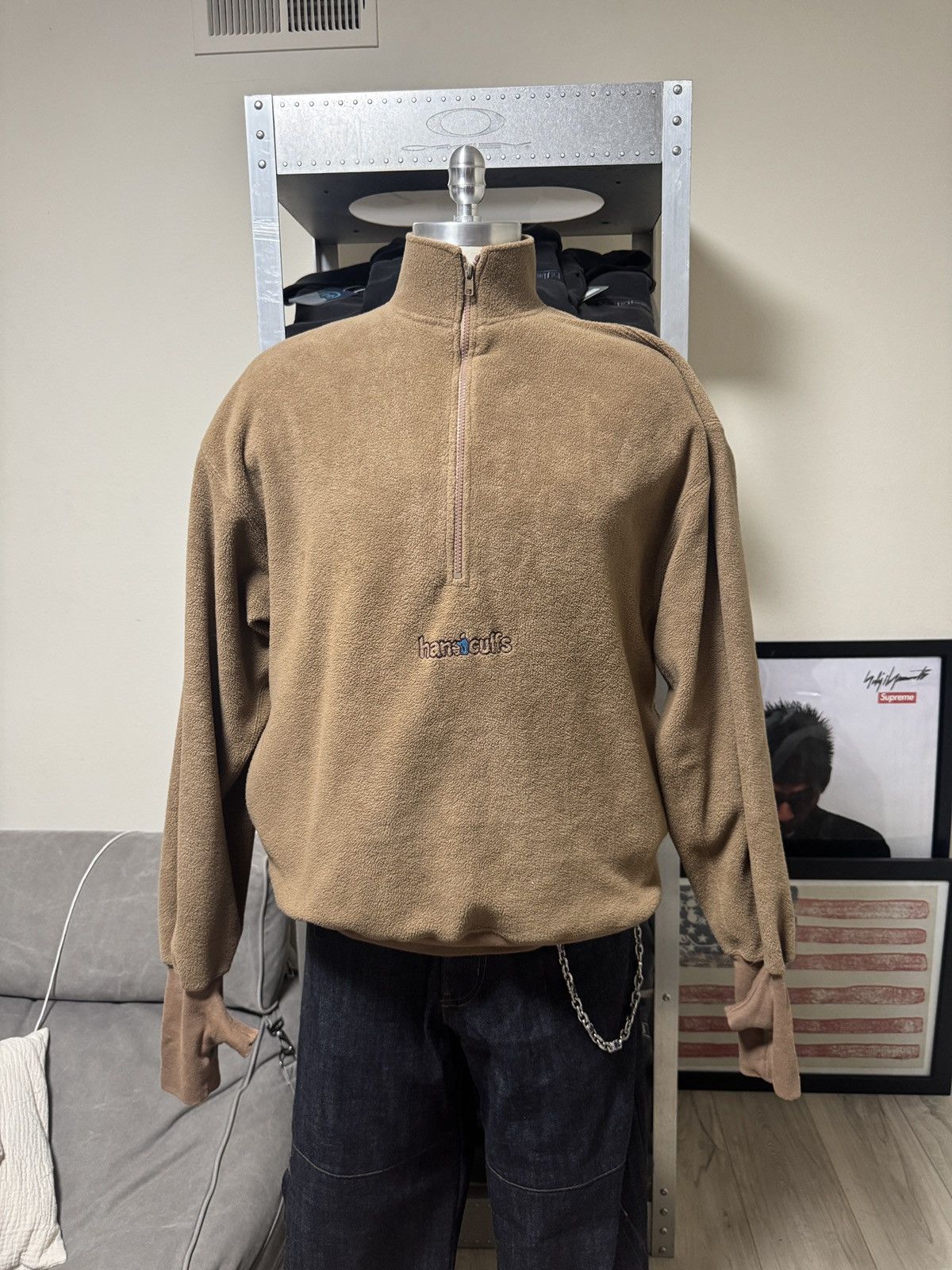 Vintage Vintage Handcuffs Fleece Half Zip Jacket Brown Size US L / EU 52-54 / 3 - 1 Thumbnail