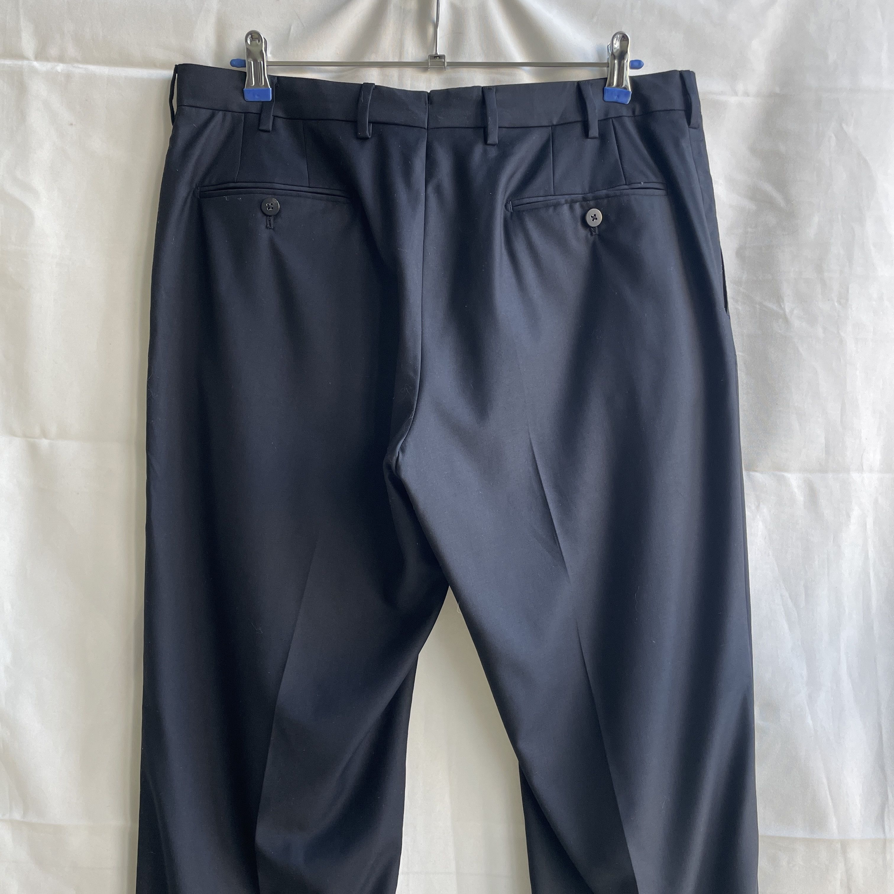 Caruso Raffaele Caruso Solid Dark Navy Wool Suit Trousers Size 42R - 4 Thumbnail