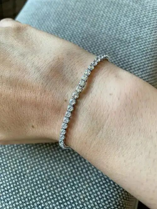 Other Silver Color 3MM AAA Cubic Zirconia Tennis Chain Bracelet Size ONE SIZE - 1 Thumbnail