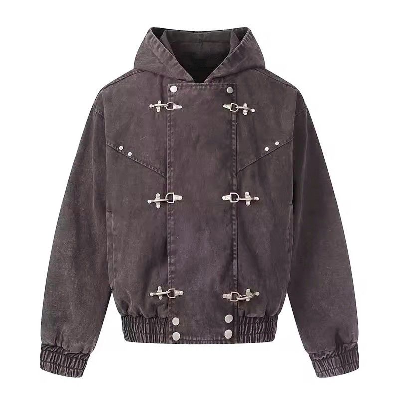 Japanese Brand Japanese Designer Washed Buckle Y2k Hooded Jacket Size US L / EU 52-54 / 3 - 1 Thumbnail