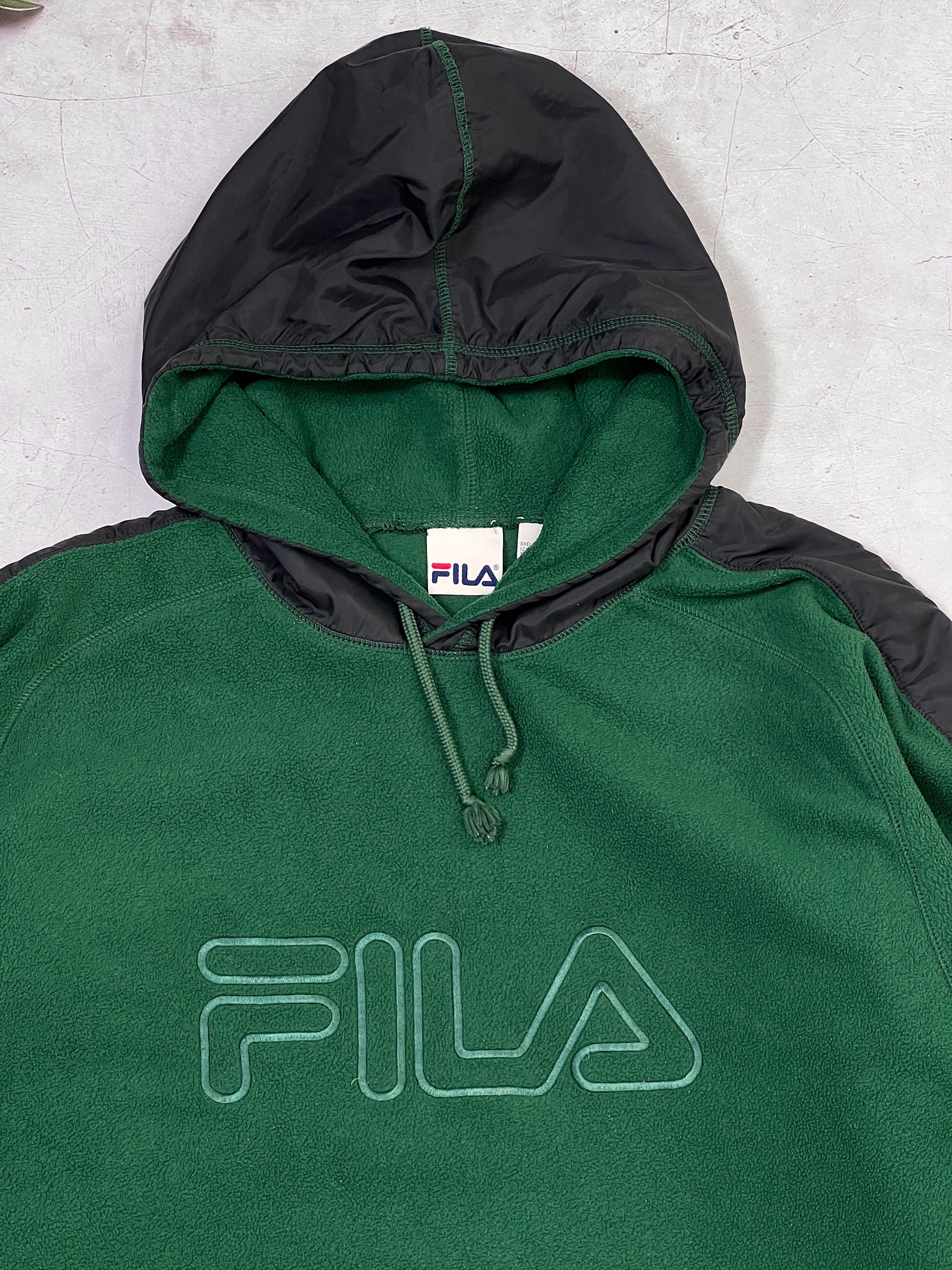 Fila × Vintage Vintage Fila Fleece Hoodie & Nylon Trims Size US L / EU 52-54 / 3 - 4 Thumbnail