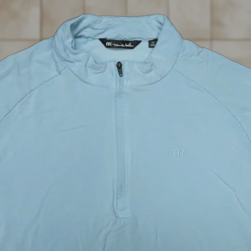 TravisMathew Travis Mathew Pullover Mens 2XL Blue Quarter Zip Pockets Casual Activewear Sweater Hoodie Style Golf Gym Running 1/4 Zip Pockets Size US XXL / EU 58 / 5 - 1 Thumbnail