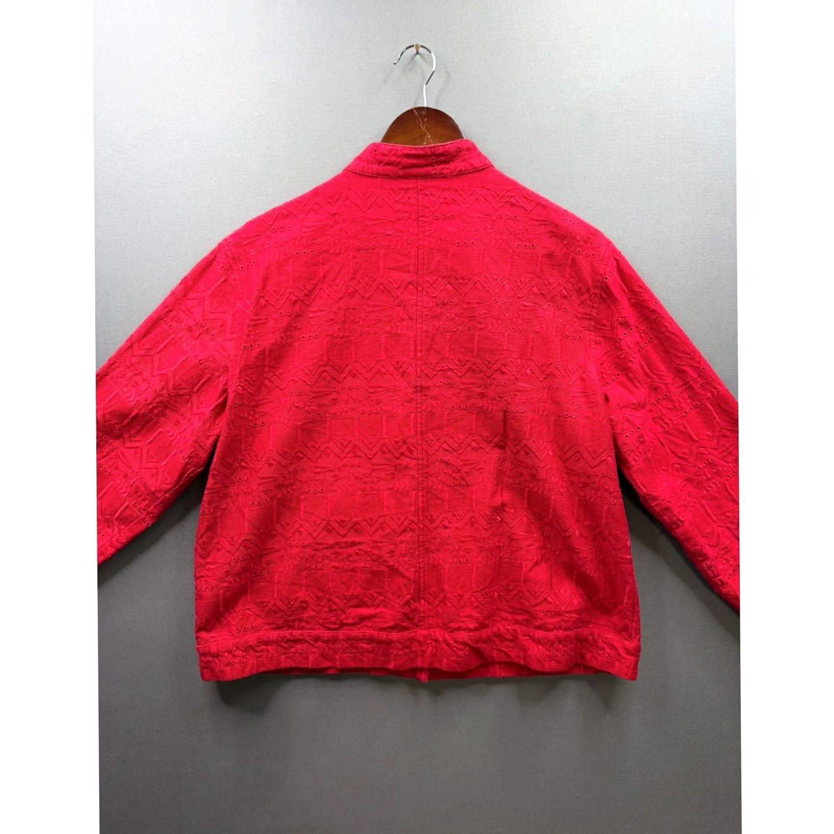 Vintage VINTAGE Chico's Design Jacket Womens Red Embroidered Eyelet Cotton Button Up Size XL Size XL / US 12-14 / IT 48-50 - 8 Thumbnail