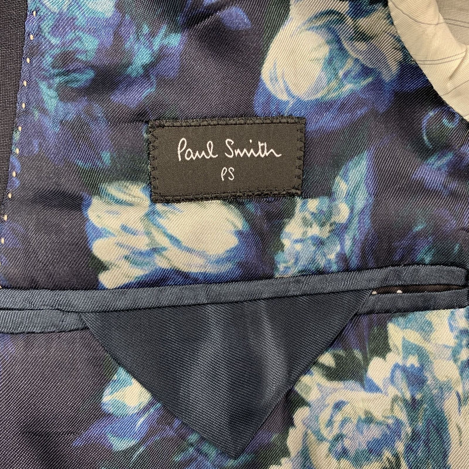 Paul Smith PS by PAUL SMITH 36 Two Toned Navy & Black Wool Sport Coat Size 36R - 7 Thumbnail