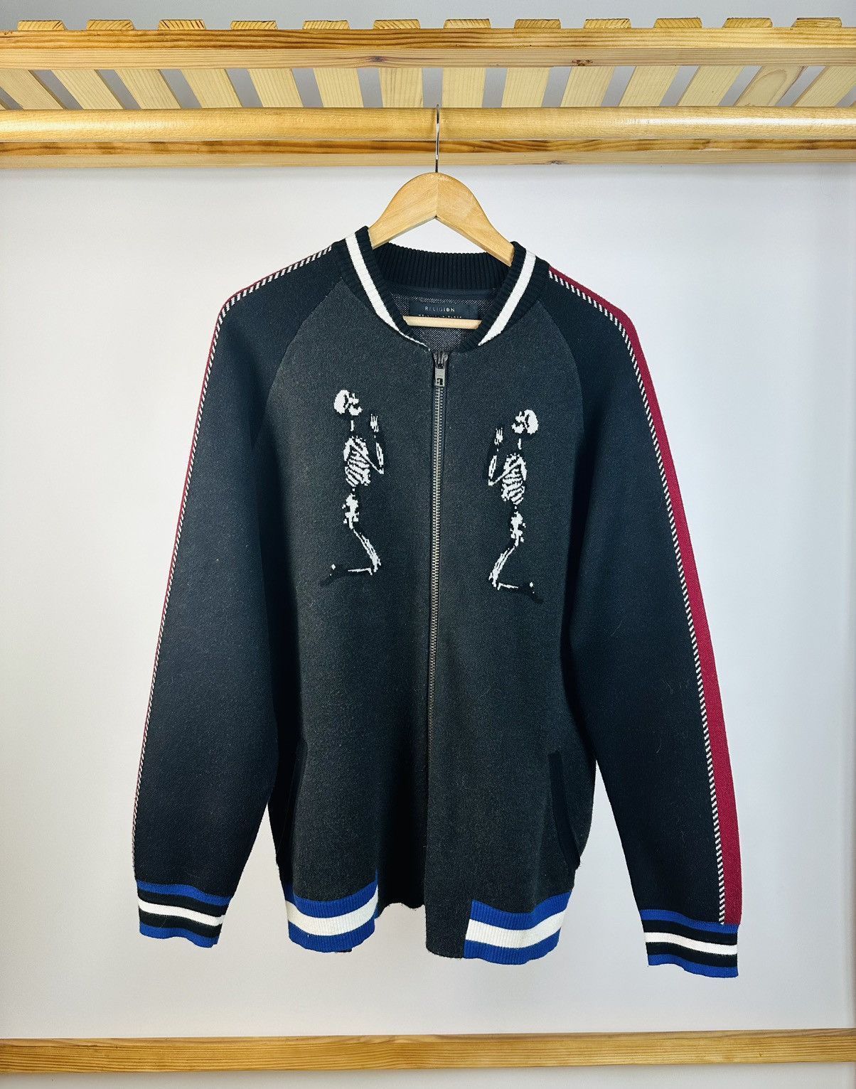 True Religion Religion Big Logo Skeleton Zip Cardigan Sweater Size L Size US L / EU 52-54 / 3 - 1 Thumbnail