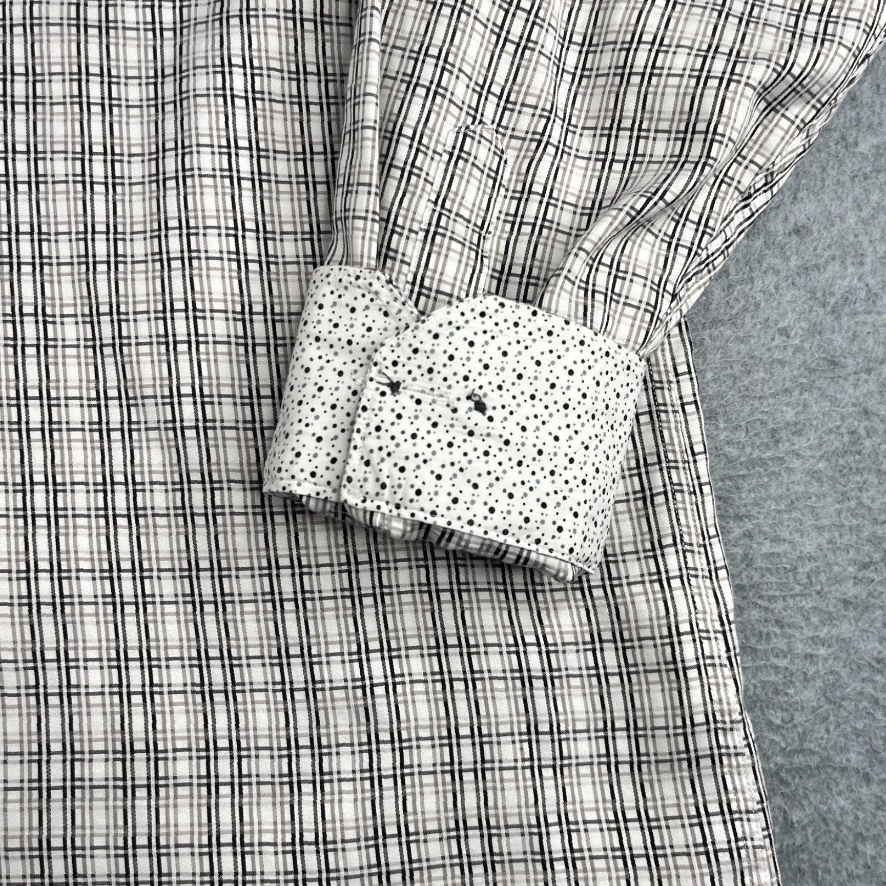 BUGATCHI BUGATCHI UOMO Classic Fit Shirt Gray Check Button-Up Long Sleeve 2XL Mens Cotton Woven Casual Party/Cocktail Size US XXL / EU 58 / 5 - 2 Thumbnail