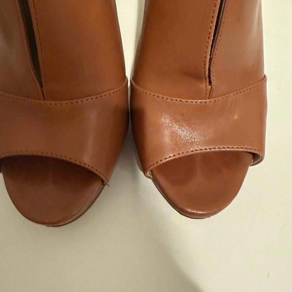 Michael Kors MICHAEL Michael Kors Isabella Tan Leather Peep Toe Booties 8 Size US 8 / IT 38 - 5 Thumbnail