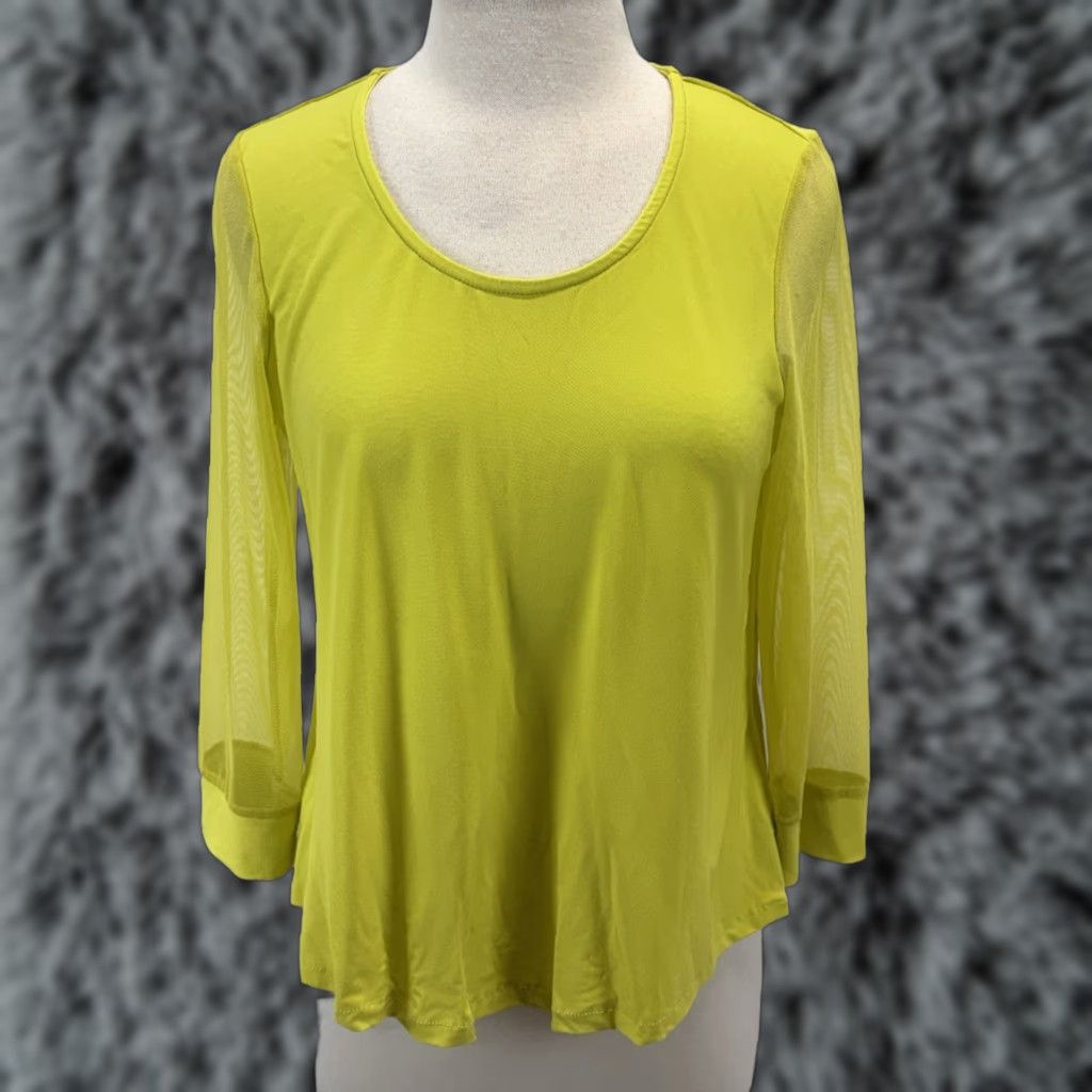 Joseph Ribkoff VINTAGE? No, Joseph Ribkoff Citrine Top Shirt Sz 12 Long Sleeve Round Neck Stretch Solid Green Yellow Women Shirt Ladies Size 12 Casual Comfort Size XL / US 12-14 / IT 48-50 - 1 Thumbnail