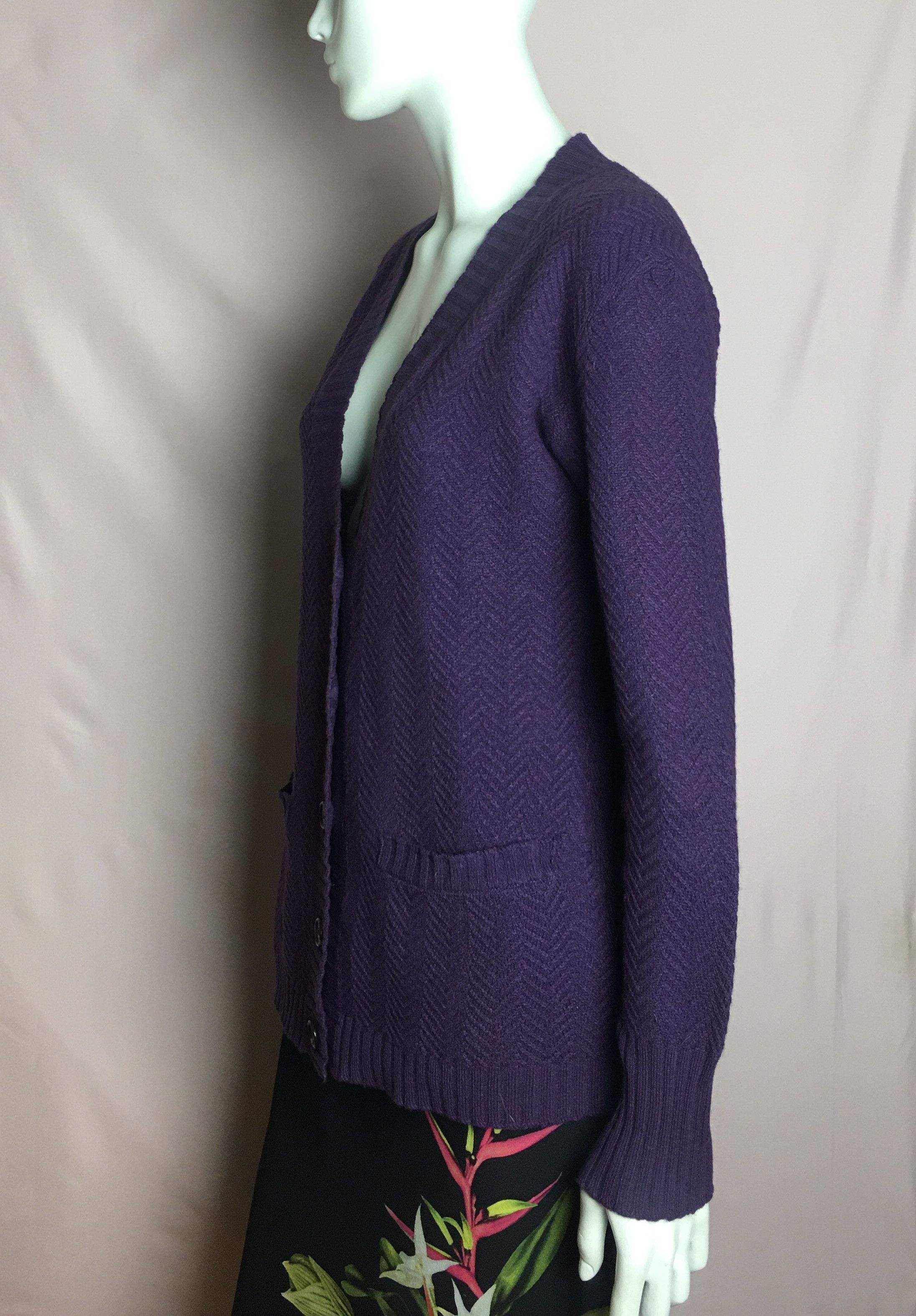 Etro ETRO Cashmere Wool Silk Cable Knit Cardigan Violet IT44 Size M / US 6-8 / IT 42-44 - 4 Thumbnail