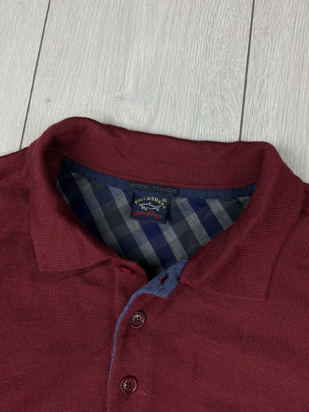 Paul & Shark × Vintage Paul & Shark Vintage Wool Burgundy Polo Long Sleeve Size XL Size US XL / EU 56 / 4 - 4 Thumbnail