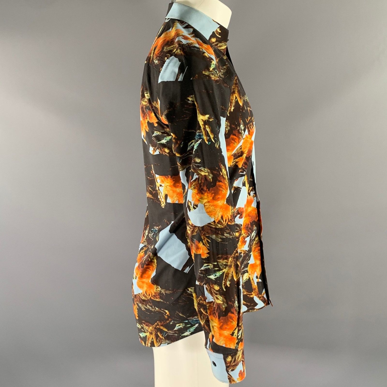 Givenchy GIVENCHY Black Orange Animal Print Cotton Long Sleeve Shirt Size US XS / EU 42 / 0 - 3 Thumbnail