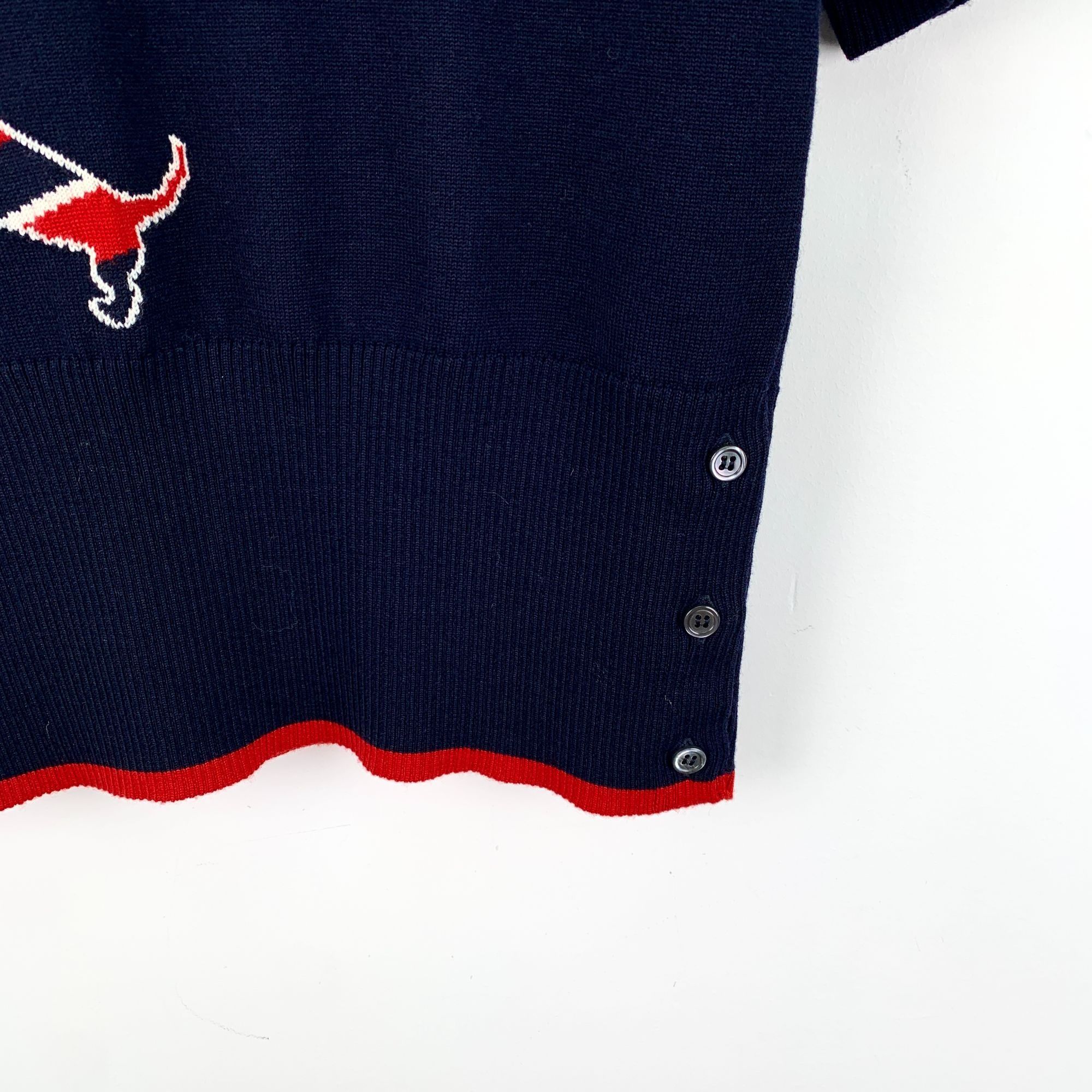 Thom Browne Thom Browne Navy Blue Wool Short-Sleeved Sweater With Puppy Size XS / US 0-2 / IT 36-38 - 4 Thumbnail
