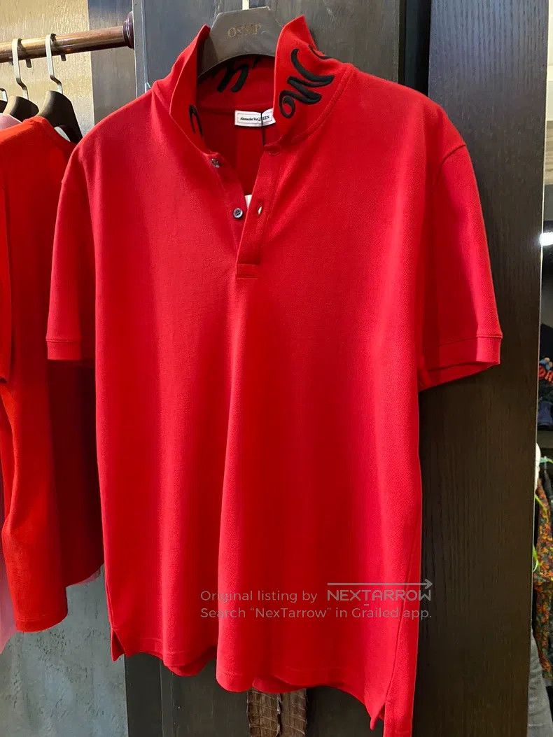 Alexander McQueen Alexander Mcqueen Collar embroidered red short sleeves Size US L / EU 52-54 / 3 - 1 Thumbnail