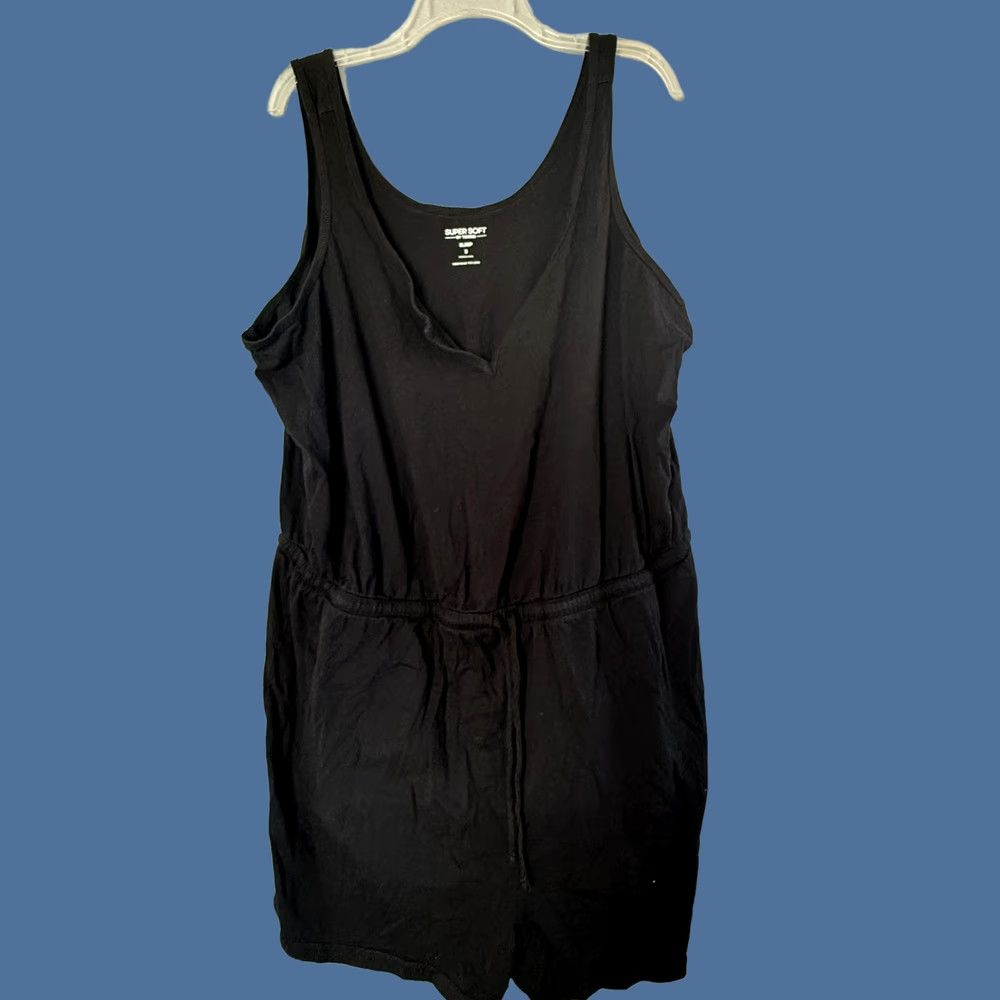 Torrid Super Soft by Torrid Romper Womens 3 Black Cami Sleep One Piece Drawstring Size 26" / US 2 / IT 38 - 1 Thumbnail
