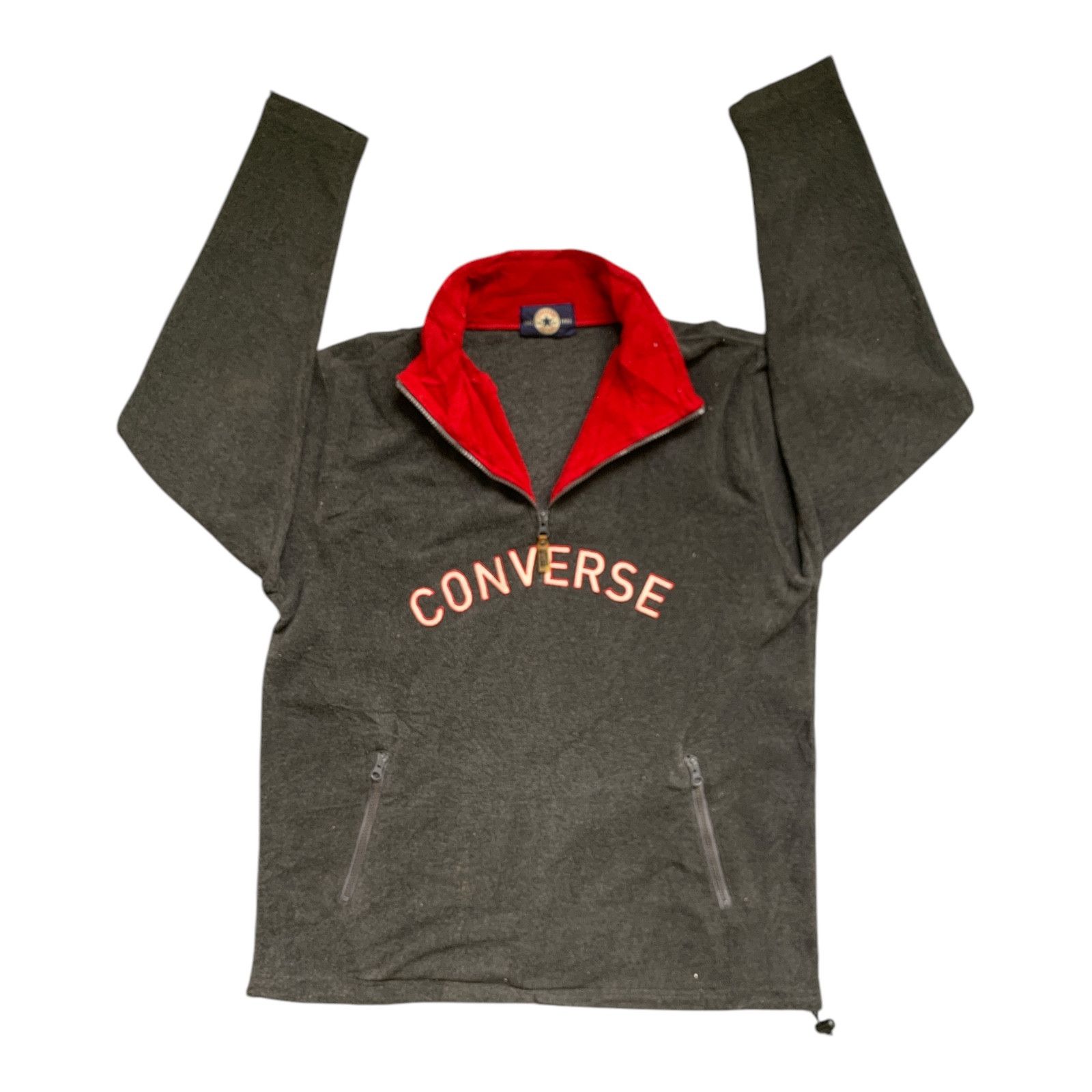 Converse × Vintage Rare Design Vintage Converse Half Zipper Fleece Sweater Size US M / EU 48-50 / 2 - 3 Thumbnail
