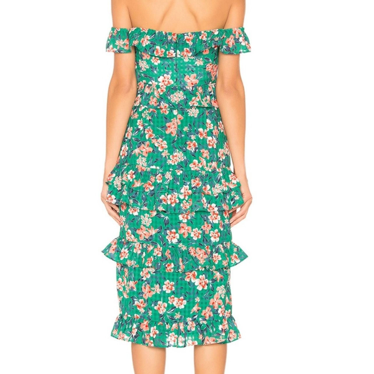Anthropologie Tularosa Kelly Green Floral Lily Dress size M C6 Size M / US 6-8 / IT 42-44 - 3 Thumbnail