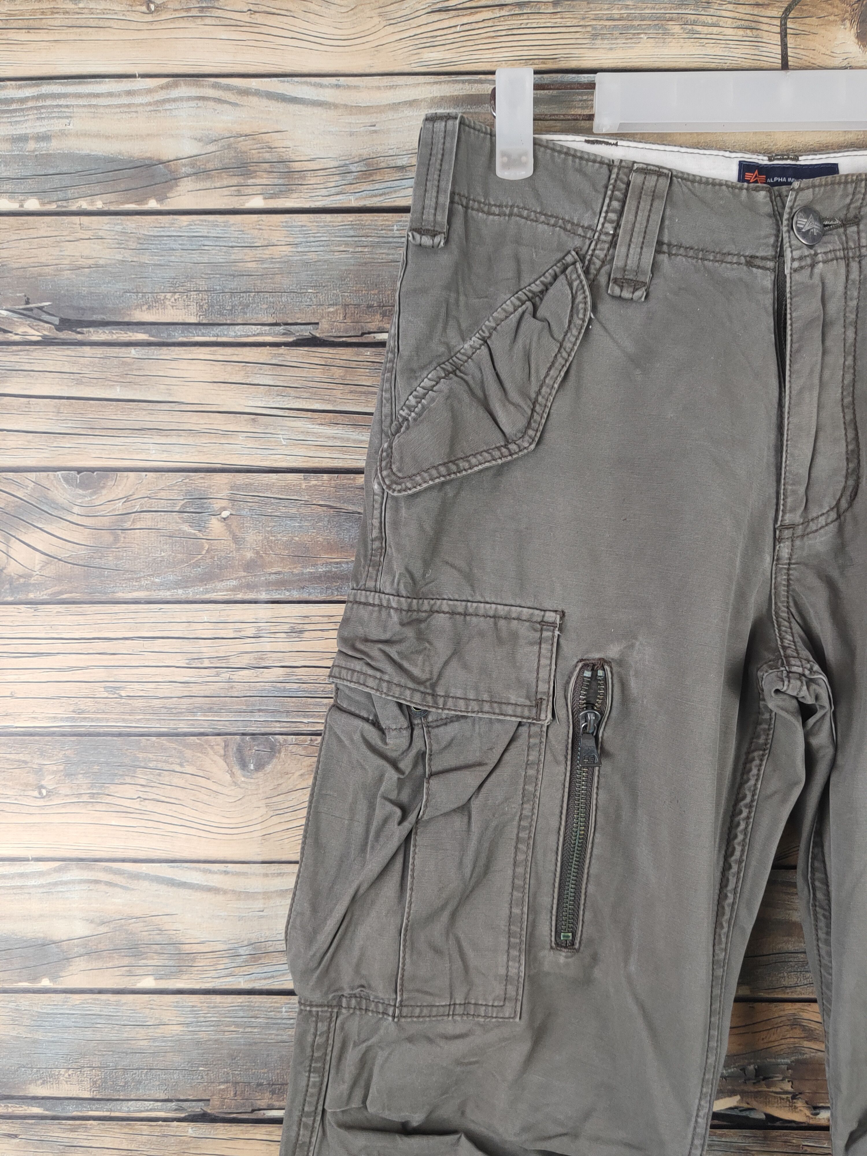 Alpha Industries DL Alpha Industries Olive Multipocket Cargo Pants #46-020 Size US 29 - 3 Thumbnail