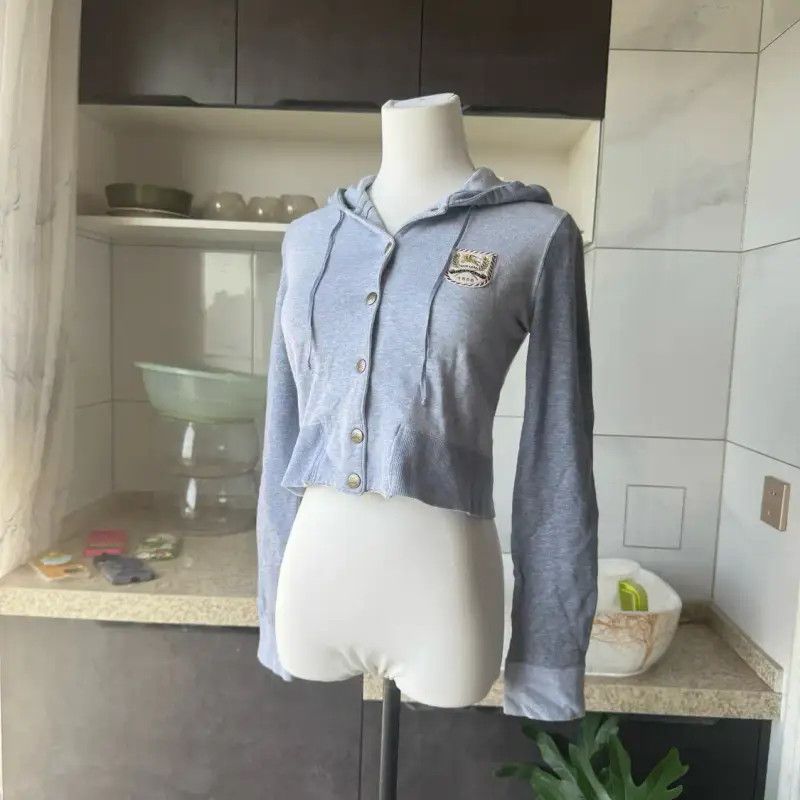 Burberry Burberry Gray Cotton Cropped Long Sleeve Hoodie Size M / US 6-8 / IT 42-44 - 1 Thumbnail