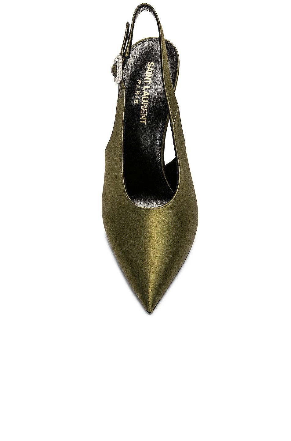 Saint Laurent Paris o1b1hav111224 Yasmeen Slingback Pumps in Silk in Green Size US 9 / IT 39 - 5 Thumbnail