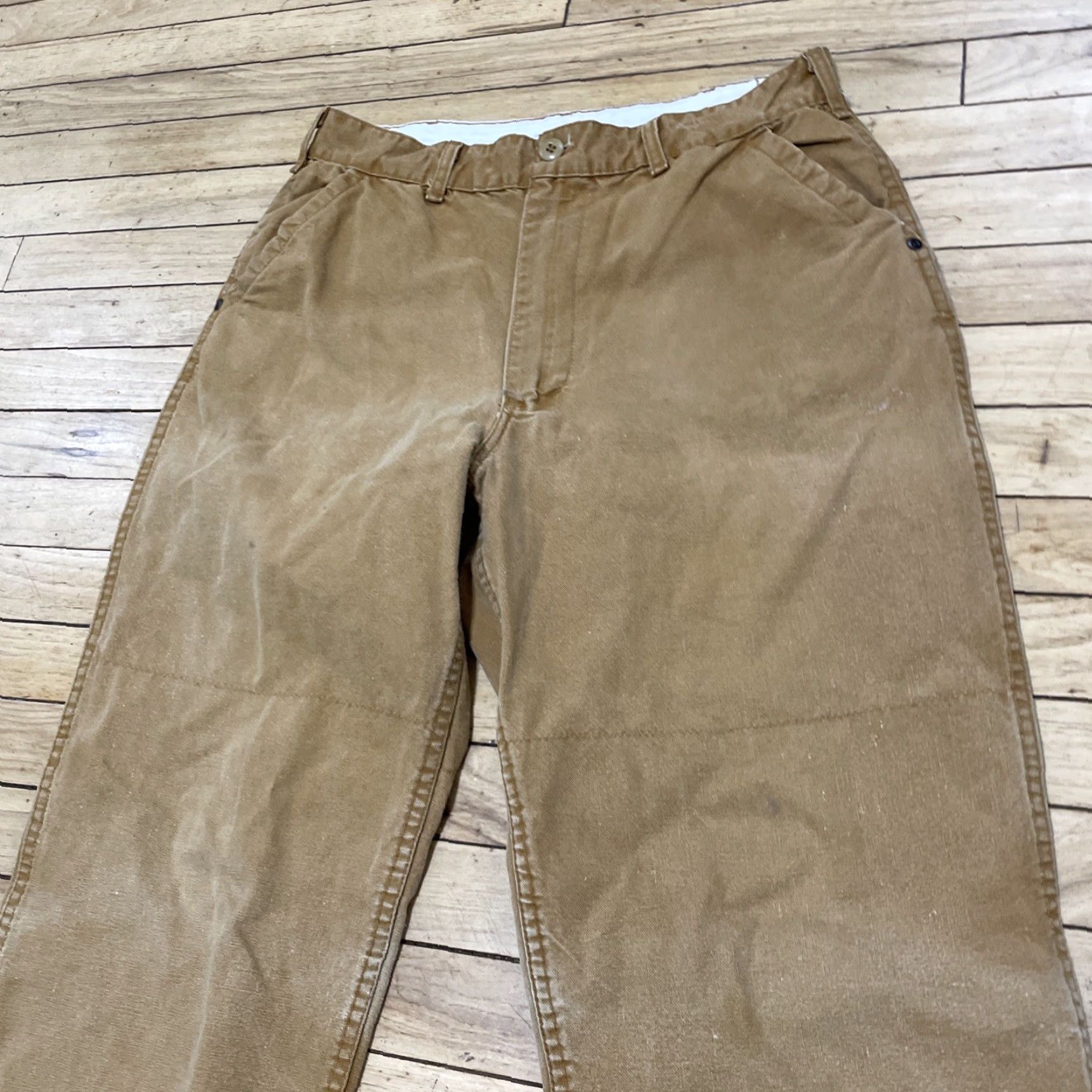 SafTbak VINTAGE SAFTBAK Hunting Pants Mens 34x29 Brown USA Made Canvas Distressed Lined Straight Front Pocket Zipper Button Size US 34 / EU 50 - 3 Thumbnail