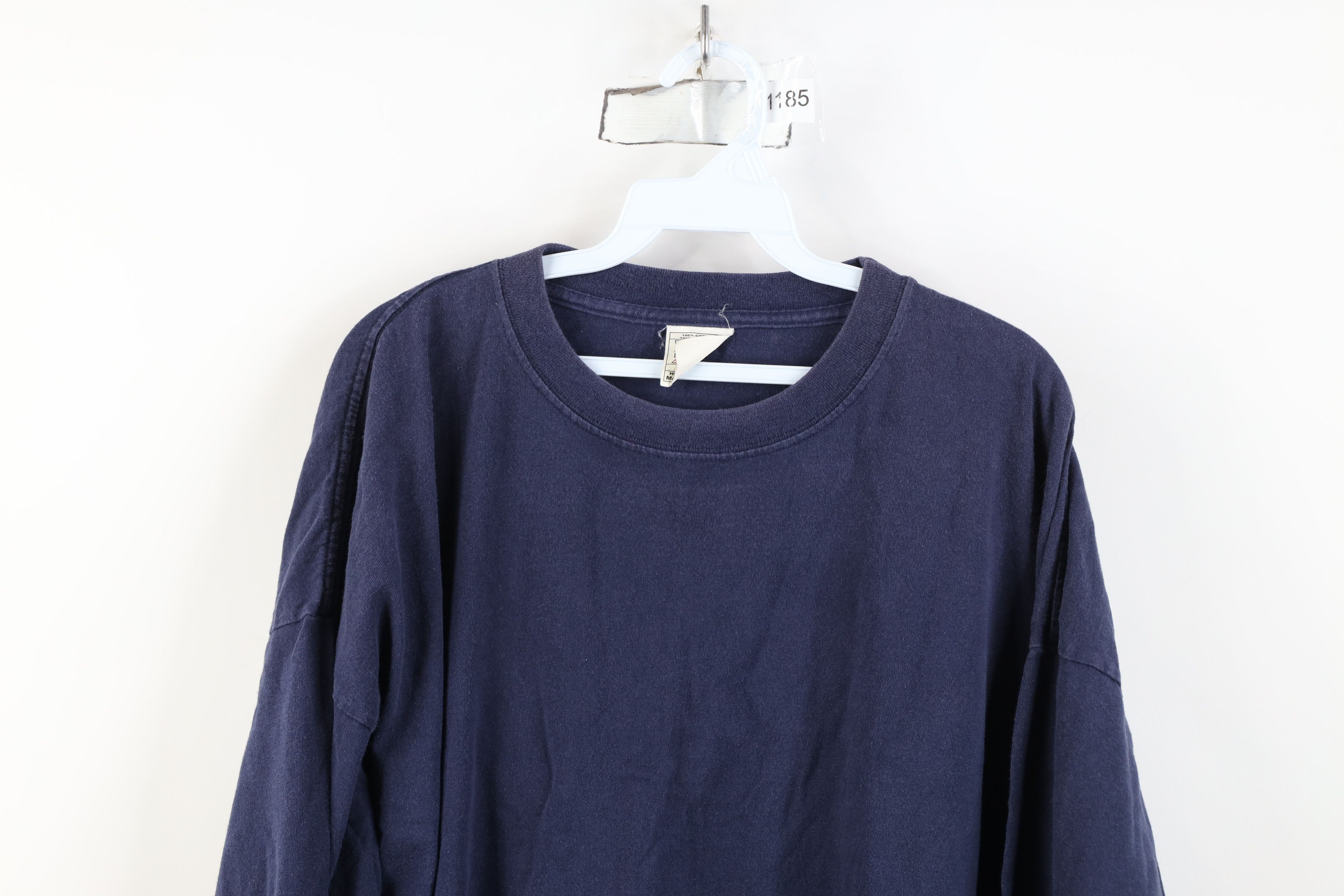 Vintage Vintage 90s Streetwear Cotton Long Sleeve T-Shirt Blue USA Size US XXL / EU 58 / 5 - 2 Thumbnail