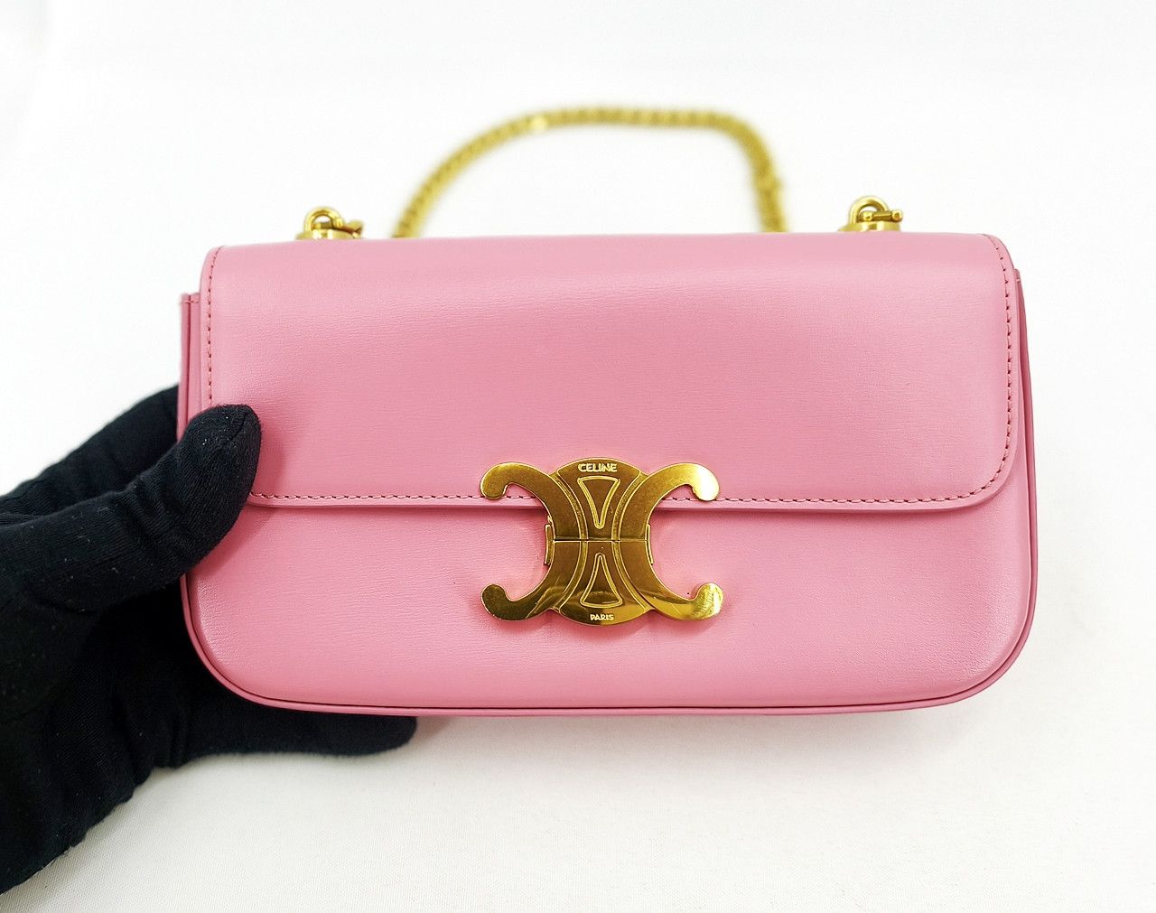 Celine CELINE Triomphe shoulder gold chain pink bag Size ONE SIZE - 8 Thumbnail