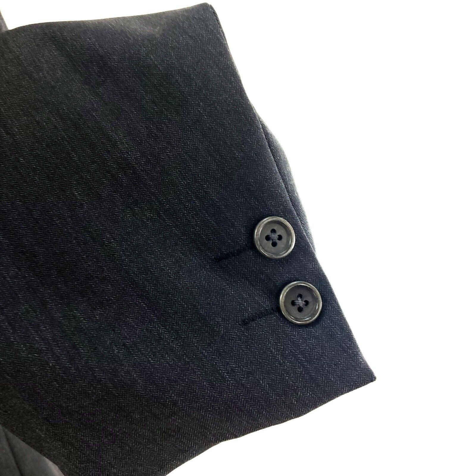 Canali Canali Proposta 44L 2 Button Herringbone Wool Gray Blazer Sp Size 44L - 4 Thumbnail