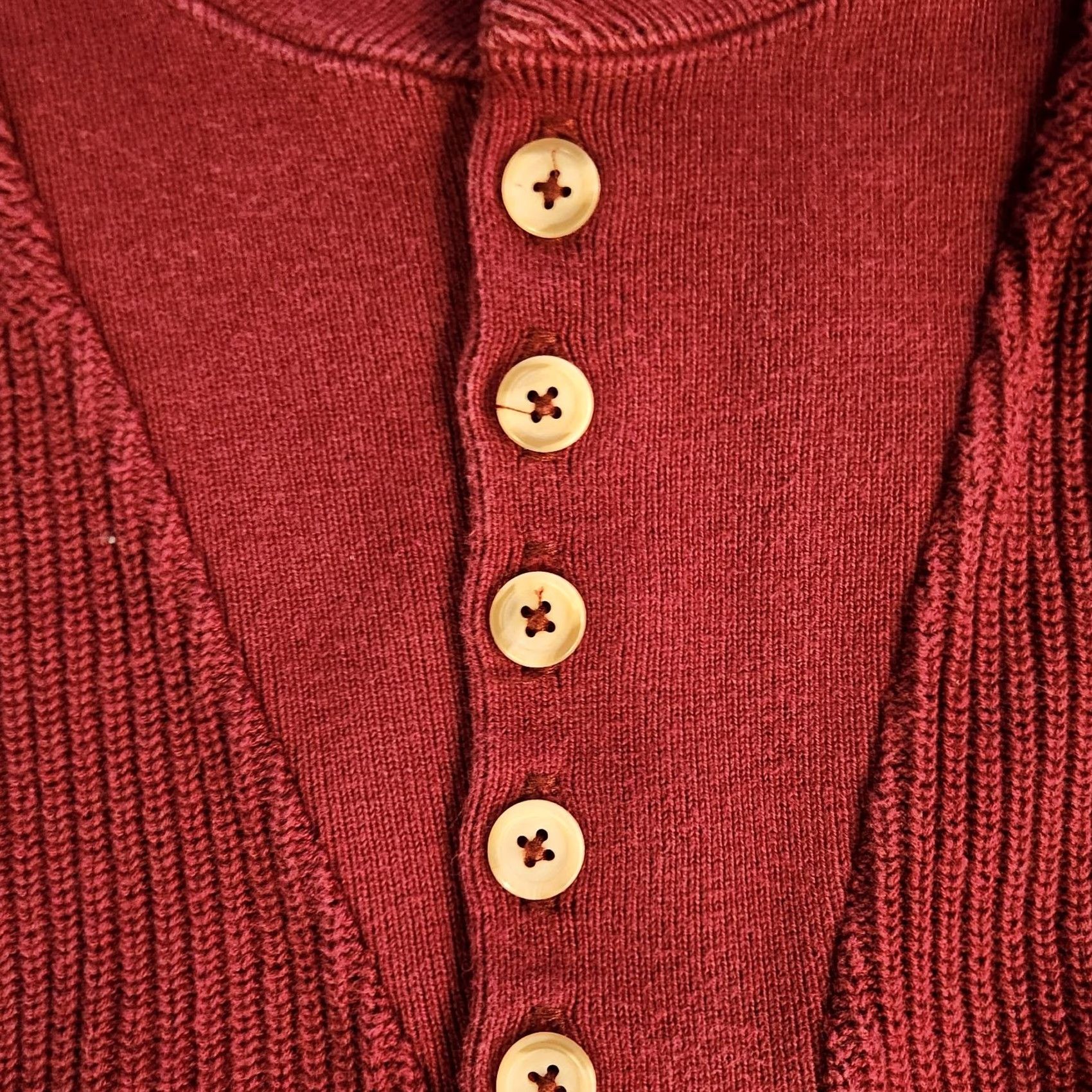 Vintage VINTAGE LL Bean Henley Sweater Mens XL Red Burgundy Cotton Knit Made In USA Size US XL / EU 56 / 4 - 5 Thumbnail