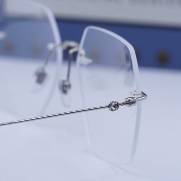 Gucci Gucci GG0683O 002 Eyeglasses Silver 55mm Square Frame Size ONE SIZE - 5 Thumbnail